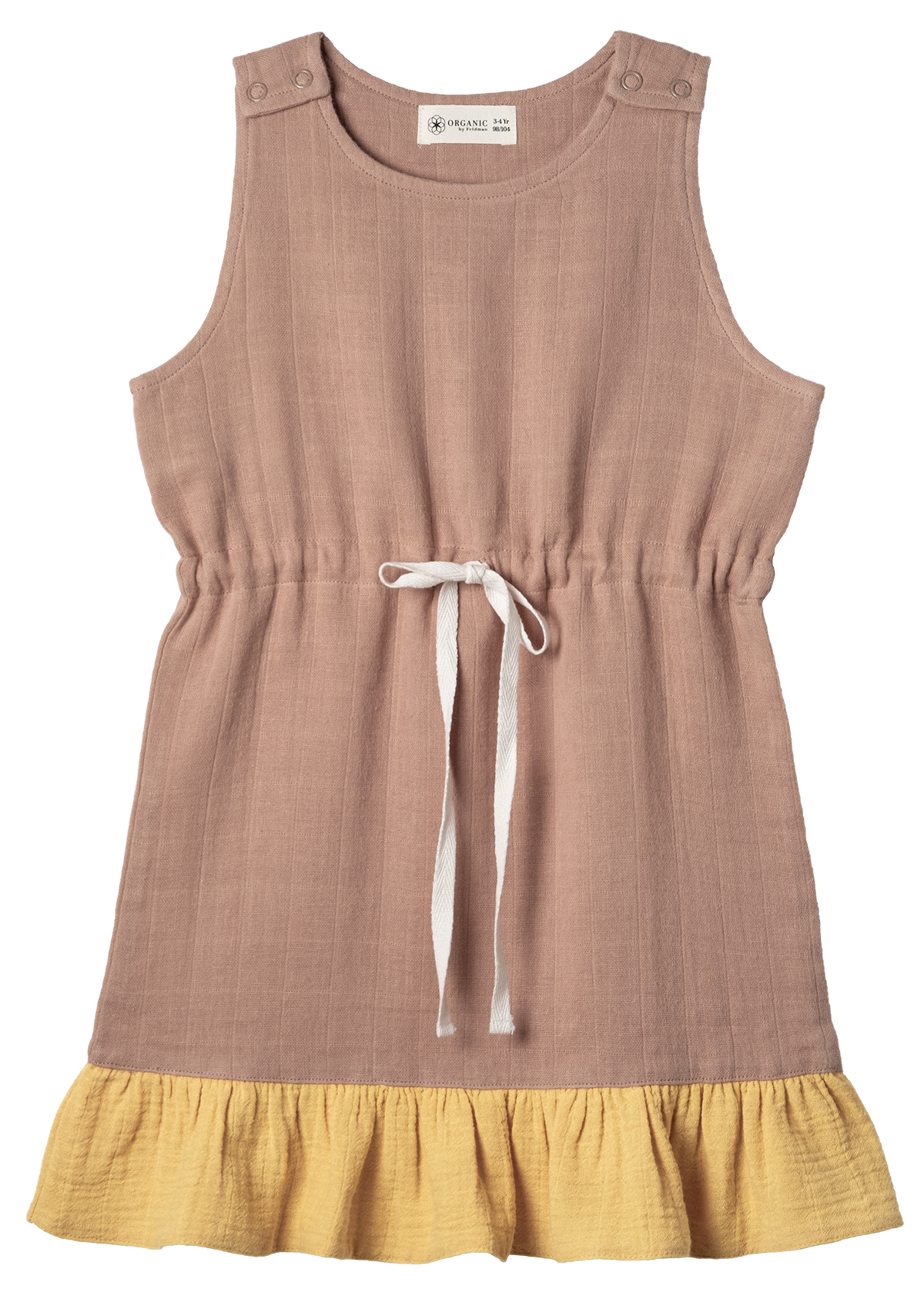 Organic cotton easy jumper dress with adjustable shoulder straps.