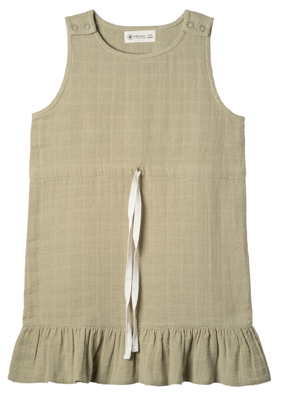 Muslin Jumper Dress Drawstring Sage-green